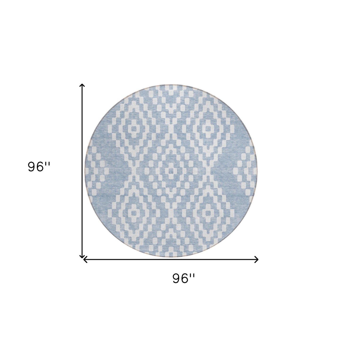 Tabselect Home Line 8' Denim Blue And Ivory Round Geometric Washable Indoor Outdoor Area Rug