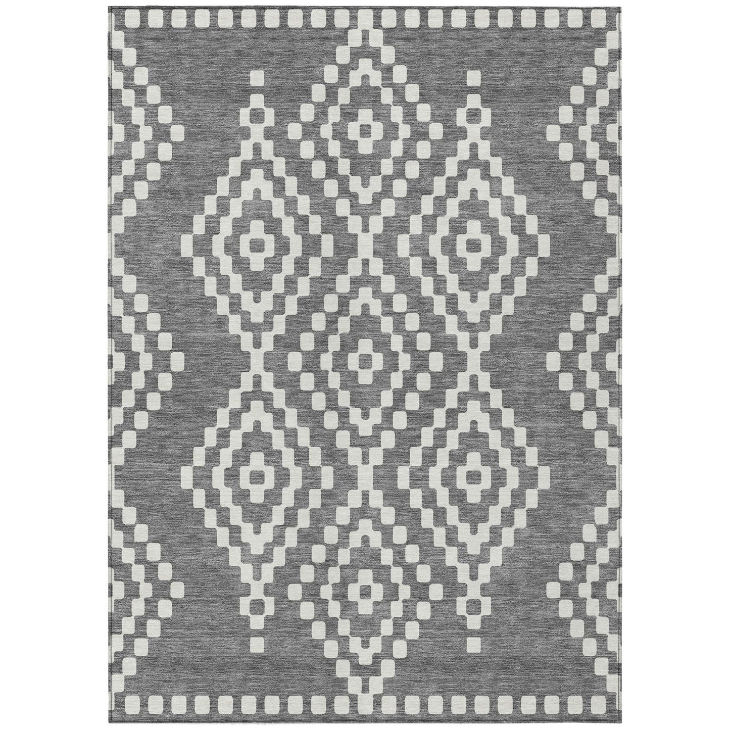 Tabselect Home Line 5' X 8' Gray And Ivory Geometric Washable Indoor Outdoor Area Rug
