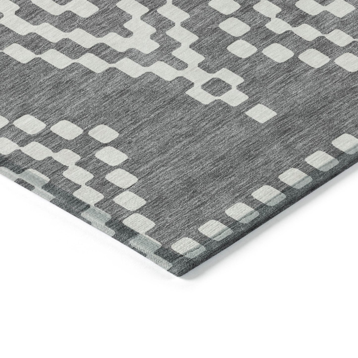 Tabselect Home Line 5' X 8' Gray And Ivory Geometric Washable Indoor Outdoor Area Rug