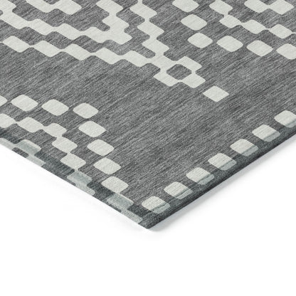 Tabselect Home Line 5' X 8' Gray And Ivory Geometric Washable Indoor Outdoor Area Rug