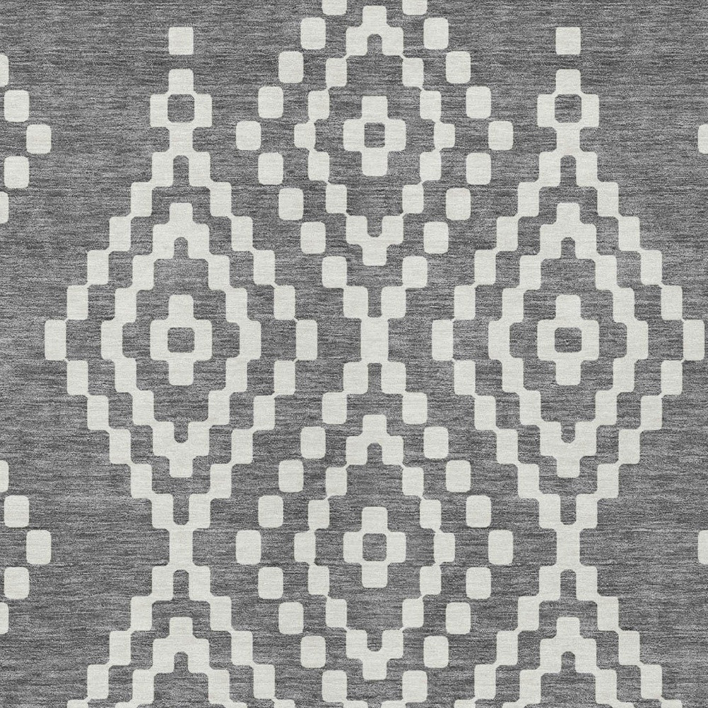 Tabselect Home Line 5' X 8' Gray And Ivory Geometric Washable Indoor Outdoor Area Rug