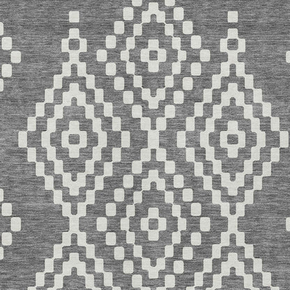 Tabselect Home Line 5' X 8' Gray And Ivory Geometric Washable Indoor Outdoor Area Rug