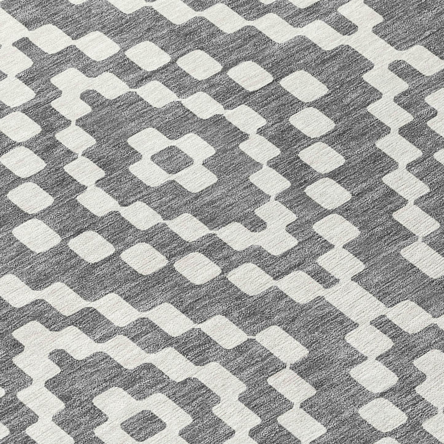 Tabselect Home Line 5' X 8' Gray And Ivory Geometric Washable Indoor Outdoor Area Rug