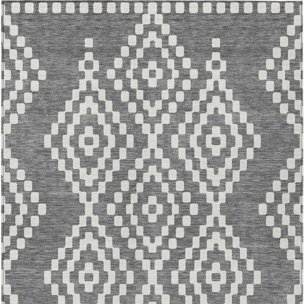Tabselect Home Line 8' X 10' Gray And Ivory Geometric Washable Indoor Outdoor Area Rug