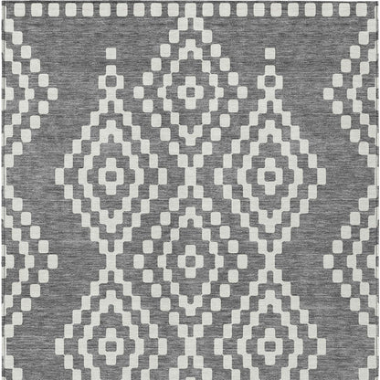 Tabselect Home Line 8' X 10' Gray And Ivory Geometric Washable Indoor Outdoor Area Rug