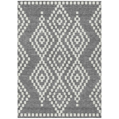 Tabselect Home Line 8' X 10' Gray And Ivory Geometric Washable Indoor Outdoor Area Rug