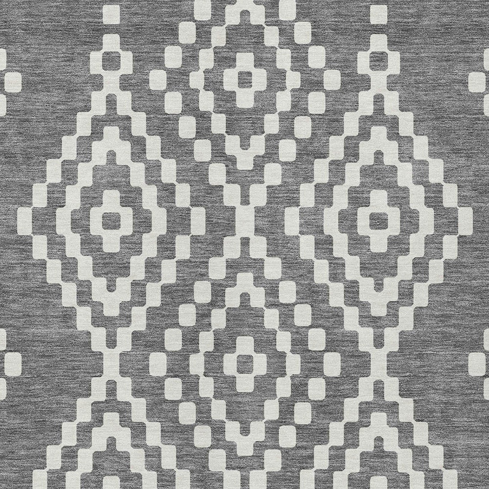 Tabselect Home Line 8' X 10' Gray And Ivory Geometric Washable Indoor Outdoor Area Rug