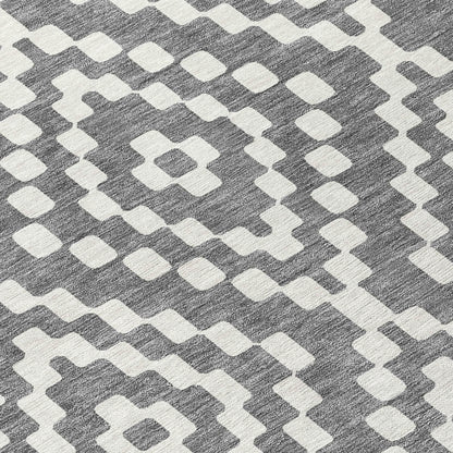 Tabselect Home Line 8' X 10' Gray And Ivory Geometric Washable Indoor Outdoor Area Rug