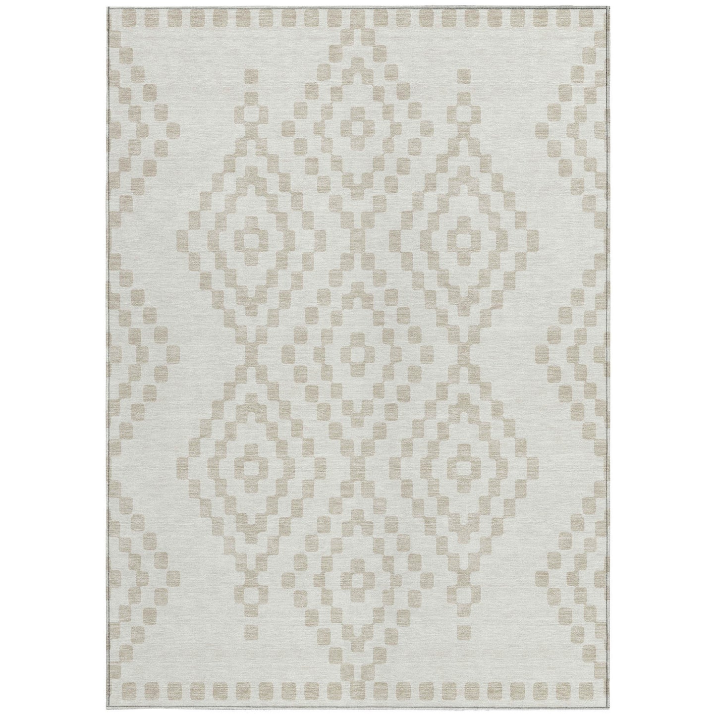 Tabselect Home Line 5' X 8' Ivory And Beige Geometric Washable Indoor Outdoor Area Rug