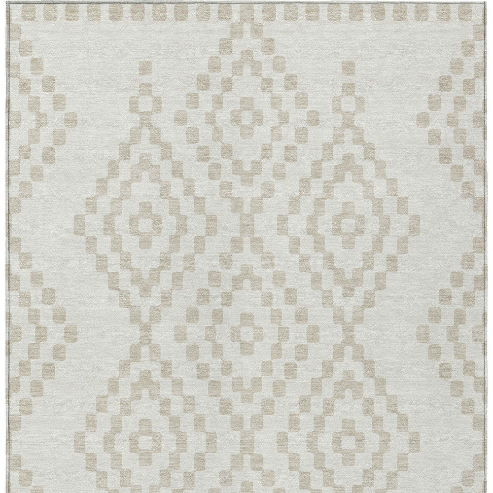 Tabselect Home Line 8' X 10' Ivory And Beige Geometric Washable Indoor Outdoor Area Rug