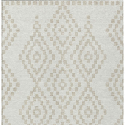 Tabselect Home Line 8' X 10' Ivory And Beige Geometric Washable Indoor Outdoor Area Rug