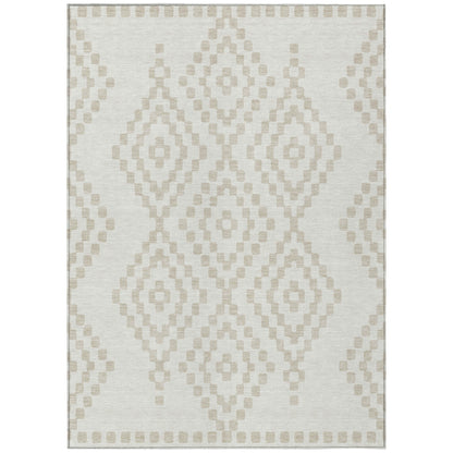 Tabselect Home Line 8' X 10' Ivory And Beige Geometric Washable Indoor Outdoor Area Rug