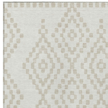 Tabselect Home Line 8' X 10' Ivory And Beige Geometric Washable Indoor Outdoor Area Rug