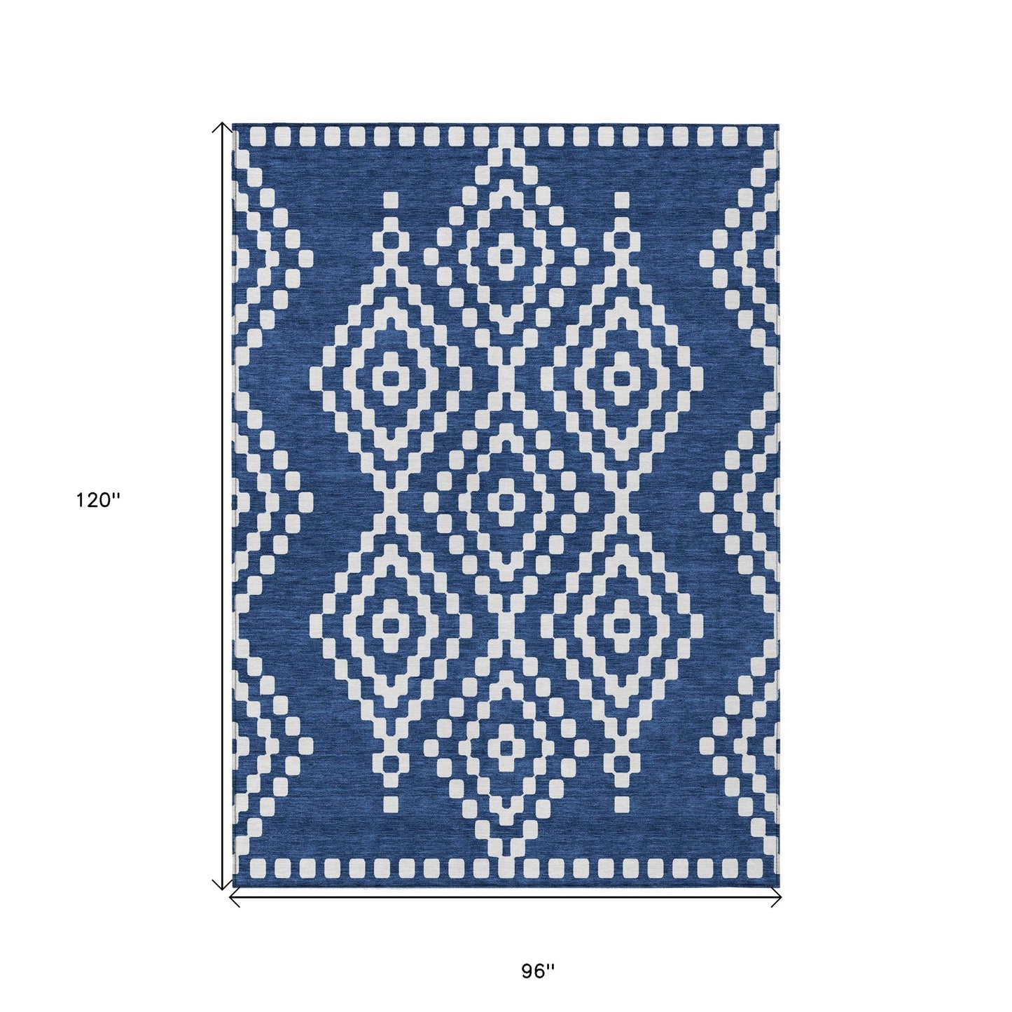 Tabselect Home Line 8' X 10' Navy Blue And Ivory Geometric Washable Indoor Outdoor Area Rug