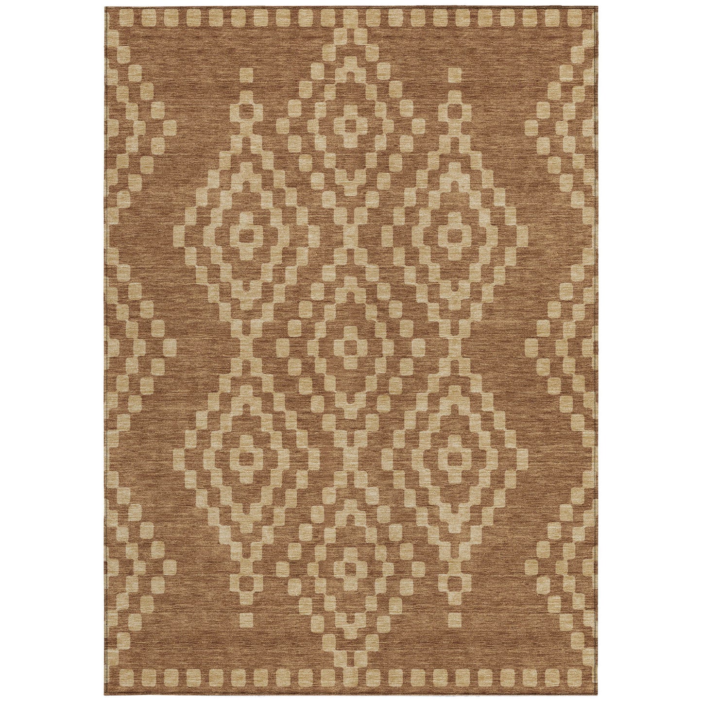 Tabselect Home Line 5' X 8' Brown And Beige Geometric Washable Indoor Outdoor Area Rug