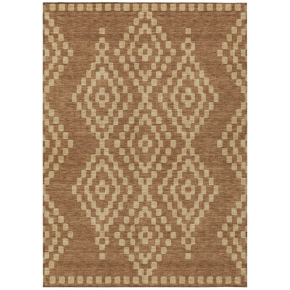 Tabselect Home Line 5' X 8' Brown And Beige Geometric Washable Indoor Outdoor Area Rug