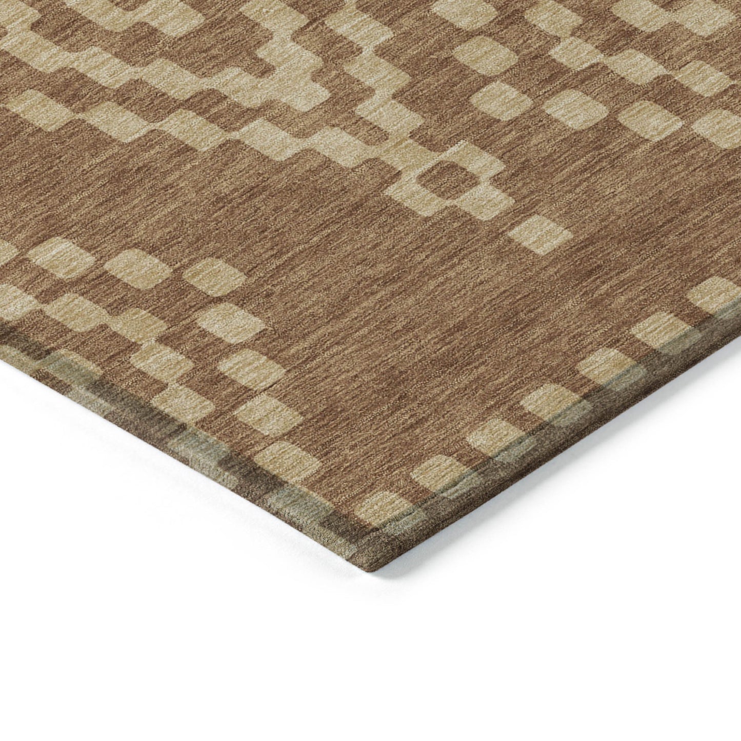 Tabselect Home Line 5' X 8' Brown And Beige Geometric Washable Indoor Outdoor Area Rug