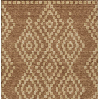 Tabselect Home Line 5' X 8' Brown And Beige Geometric Washable Indoor Outdoor Area Rug