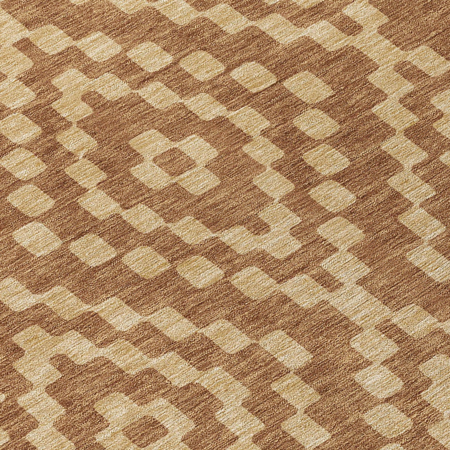 Tabselect Home Line 8' Brown And Beige Round Geometric Washable Indoor Outdoor Area Rug