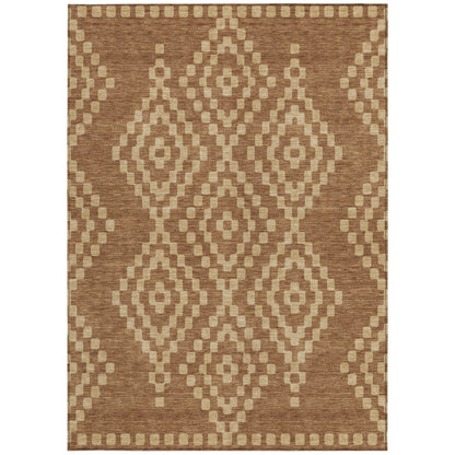 Tabselect Home Line 8' X 10' Brown And Beige Geometric Washable Indoor Outdoor Area Rug