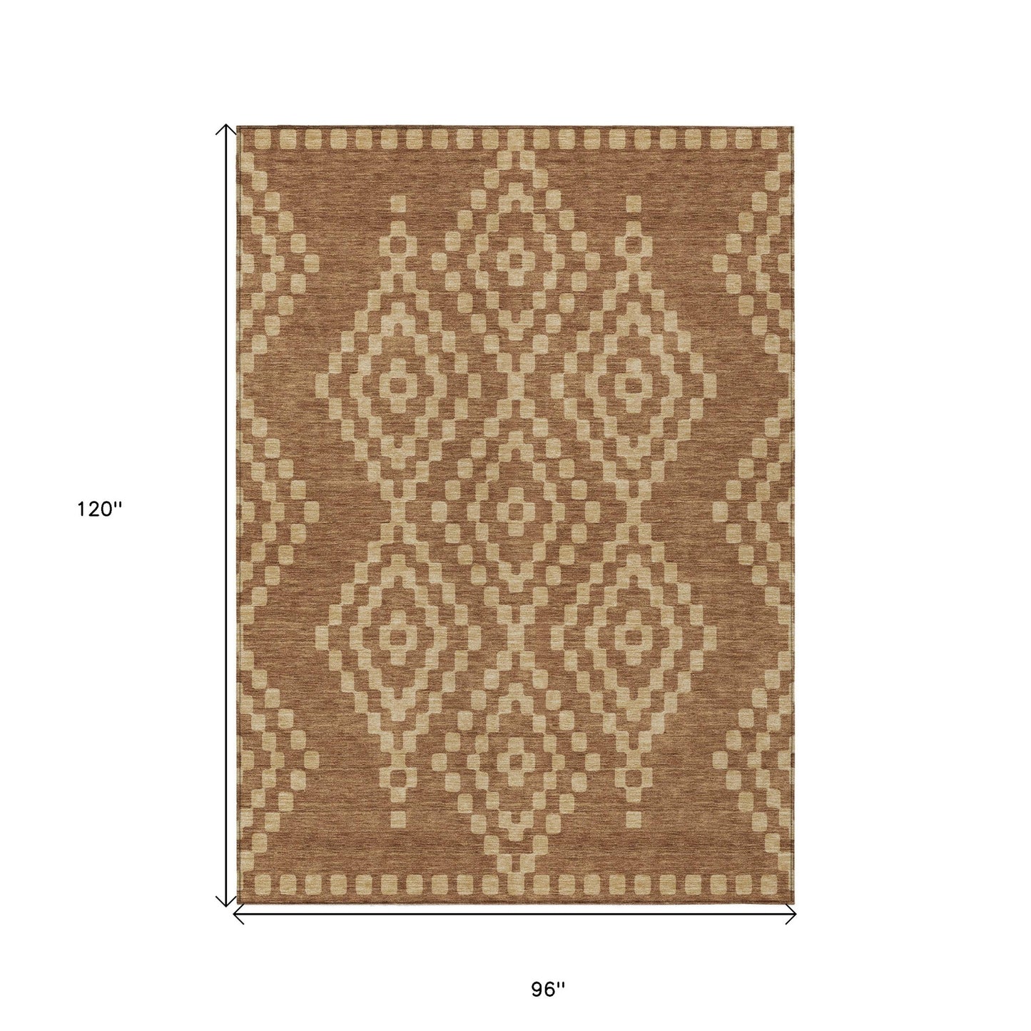 Tabselect Home Line 8' X 10' Brown And Beige Geometric Washable Indoor Outdoor Area Rug