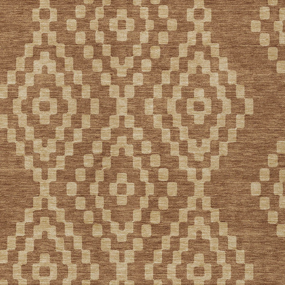 Tabselect Home Line 8' X 10' Brown And Beige Geometric Washable Indoor Outdoor Area Rug