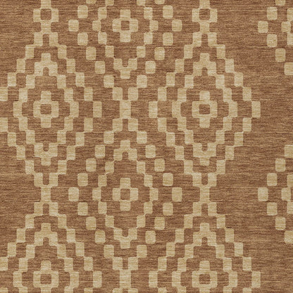 Tabselect Home Line 8' X 10' Brown And Beige Geometric Washable Indoor Outdoor Area Rug