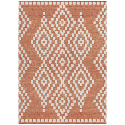 Tabselect Home Line 5' X 8' Salmon And Ivory Geometric Washable Indoor Outdoor Area Rug