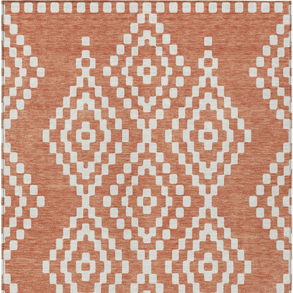 Tabselect Home Line 8' X 10' Salmon And Ivory Geometric Washable Indoor Outdoor Area Rug