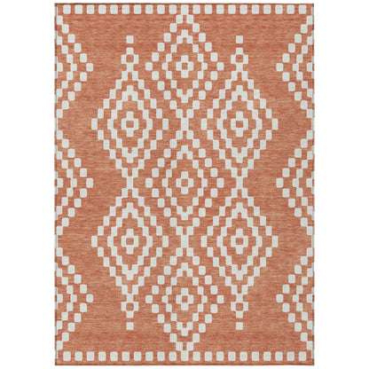 Tabselect Home Line 8' X 10' Salmon And Ivory Geometric Washable Indoor Outdoor Area Rug