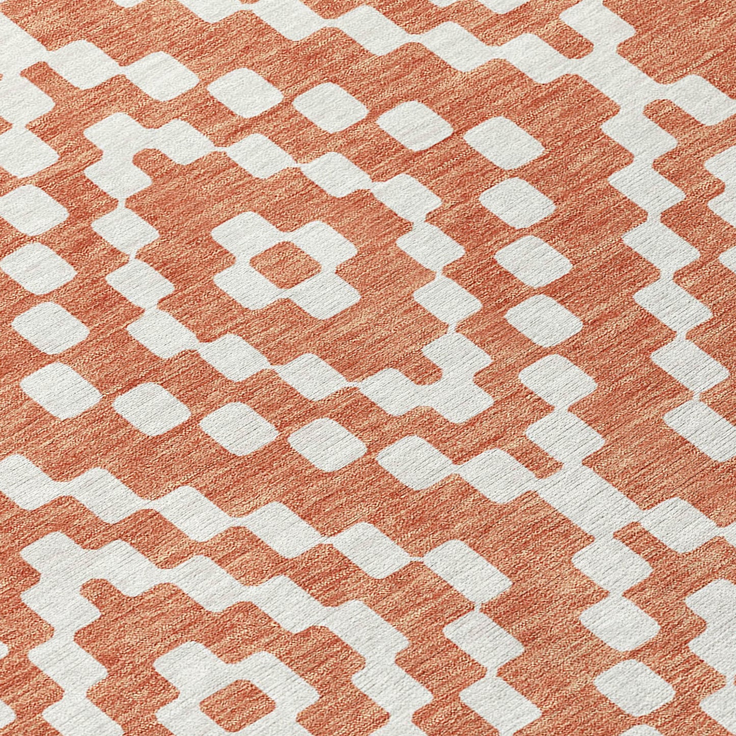 Tabselect Home Line 8' X 10' Salmon And Ivory Geometric Washable Indoor Outdoor Area Rug