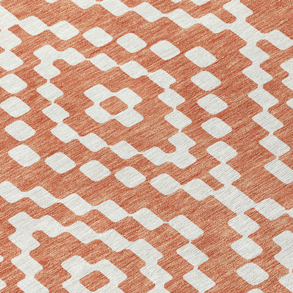 Tabselect Home Line 8' X 10' Salmon And Ivory Geometric Washable Indoor Outdoor Area Rug
