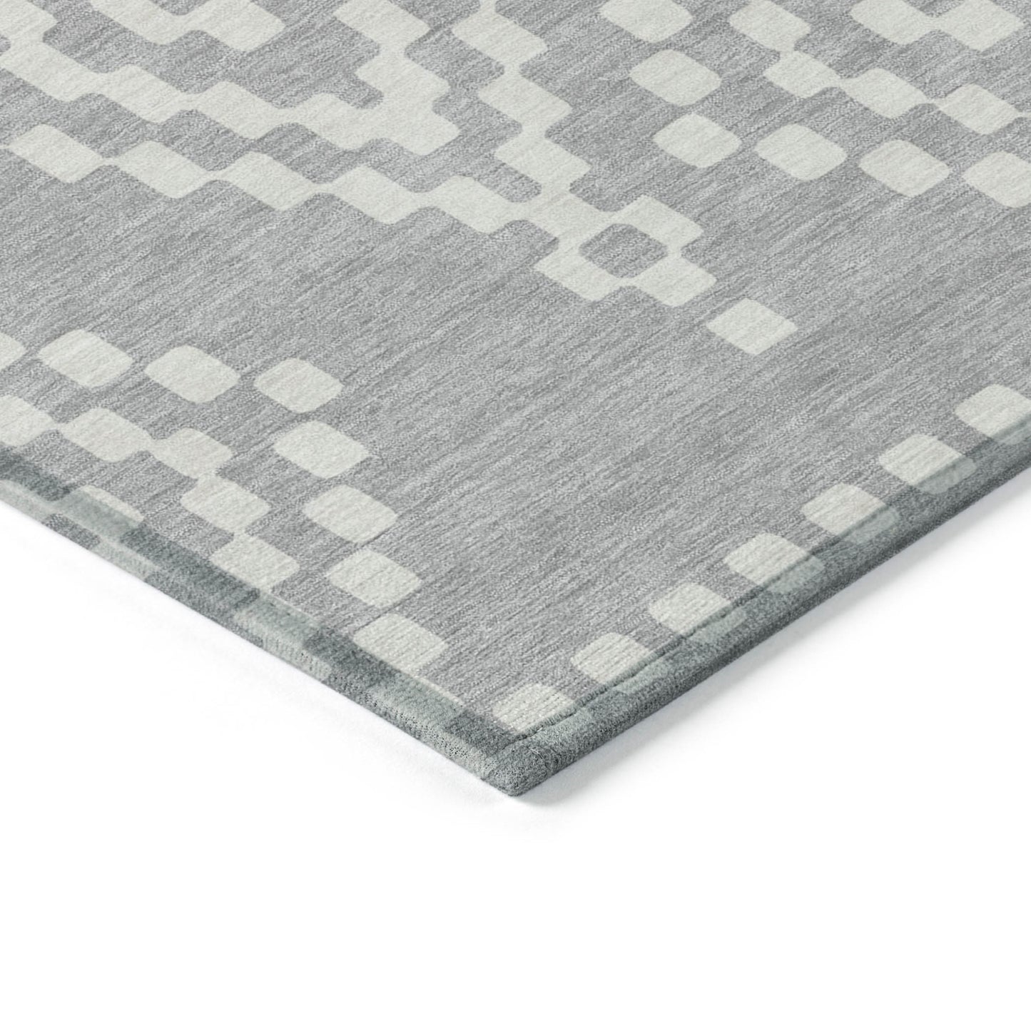 Tabselect Home Line 8' X 10' Silver And Ivory Geometric Washable Indoor Outdoor Area Rug