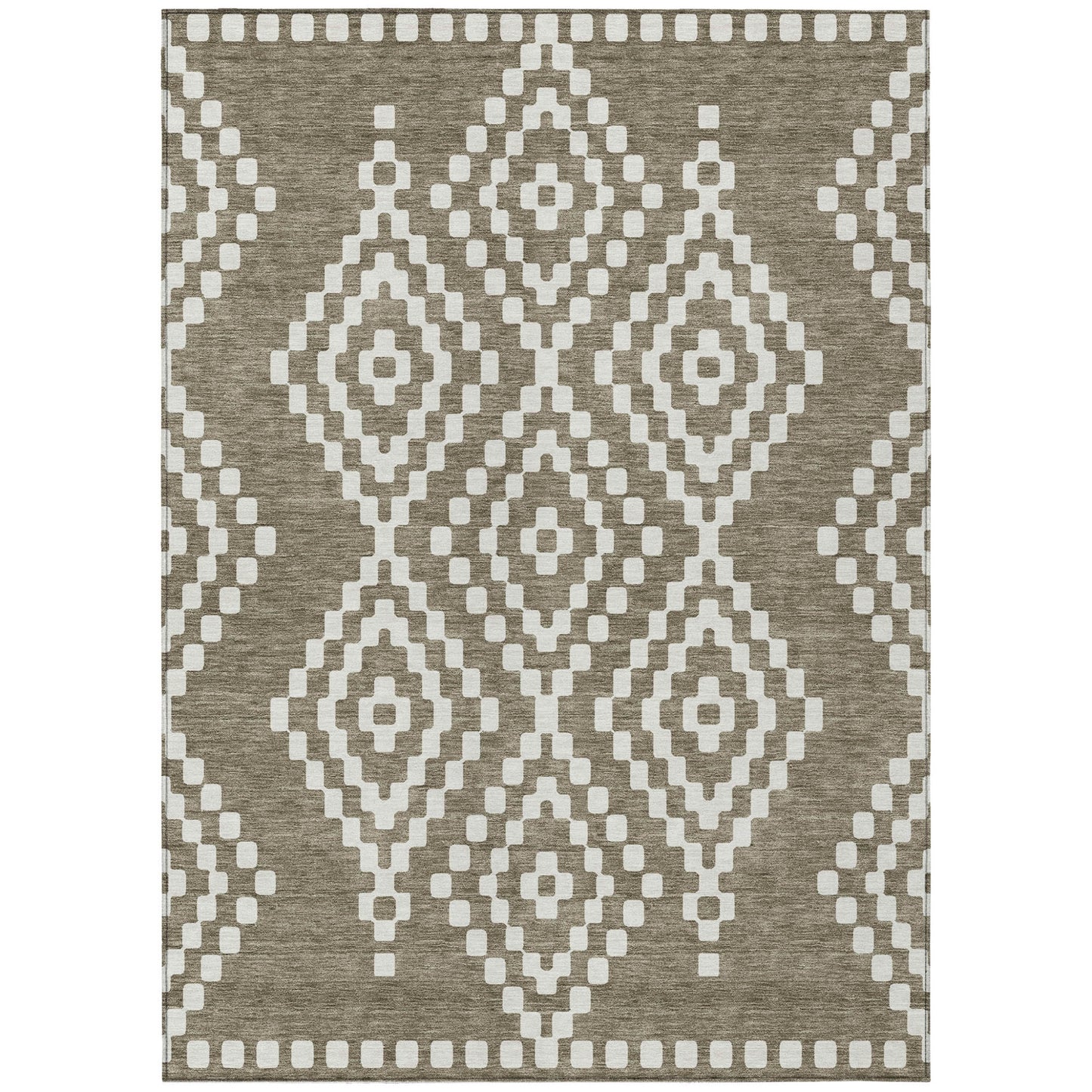 Tabselect Home Line 5' X 8' Taupe And Ivory Geometric Washable Indoor Outdoor Area Rug