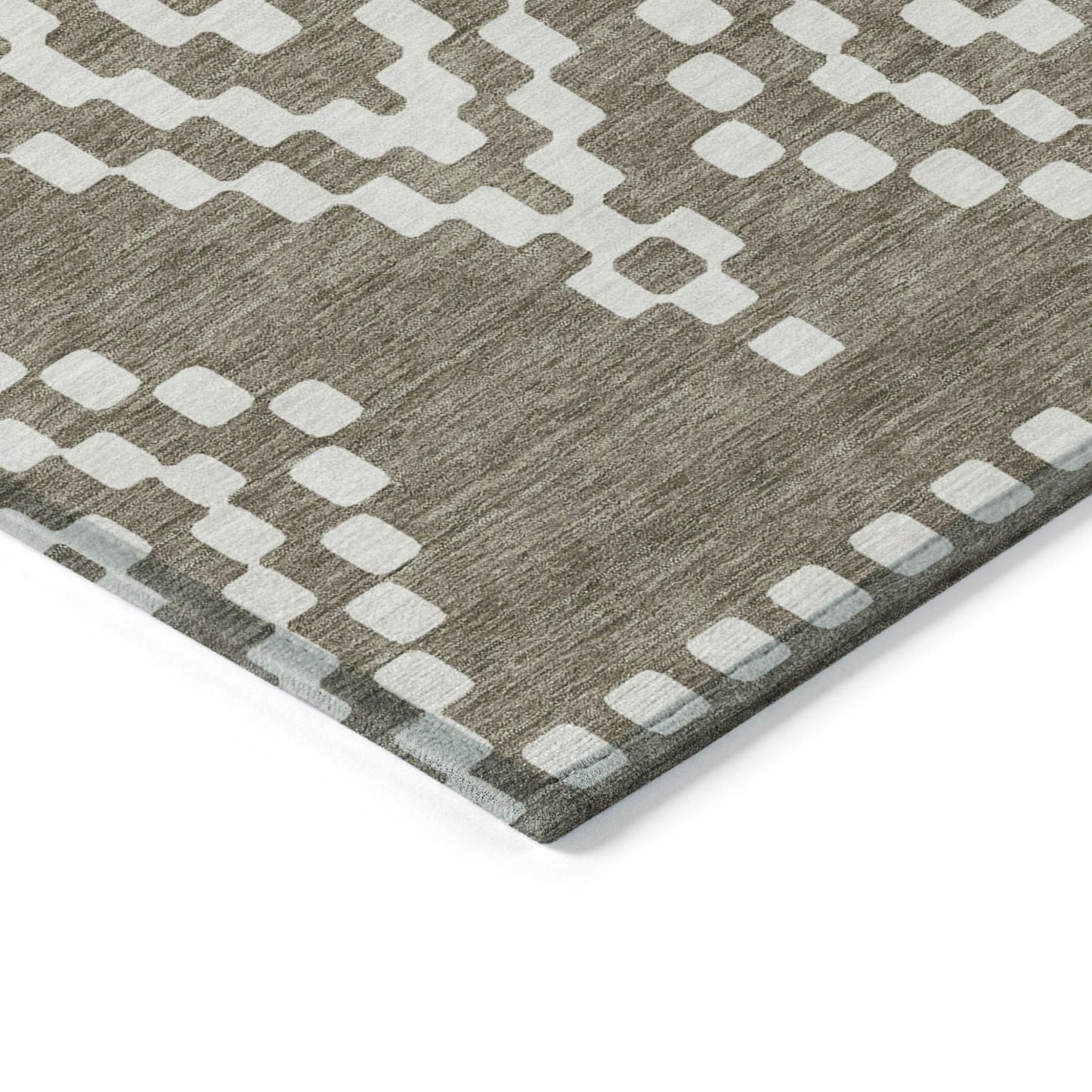 Tabselect Home Line 5' X 8' Taupe And Ivory Geometric Washable Indoor Outdoor Area Rug