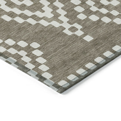 Tabselect Home Line 5' X 8' Taupe And Ivory Geometric Washable Indoor Outdoor Area Rug
