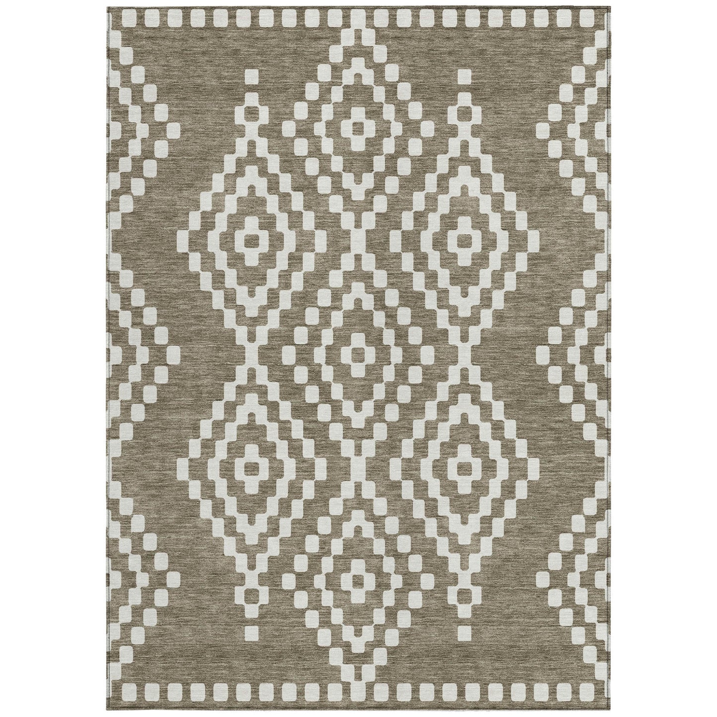 Tabselect Home Line 5' X 8' Taupe And Ivory Geometric Washable Indoor Outdoor Area Rug