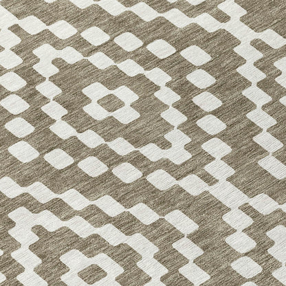 Tabselect Home Line 5' X 8' Taupe And Ivory Geometric Washable Indoor Outdoor Area Rug