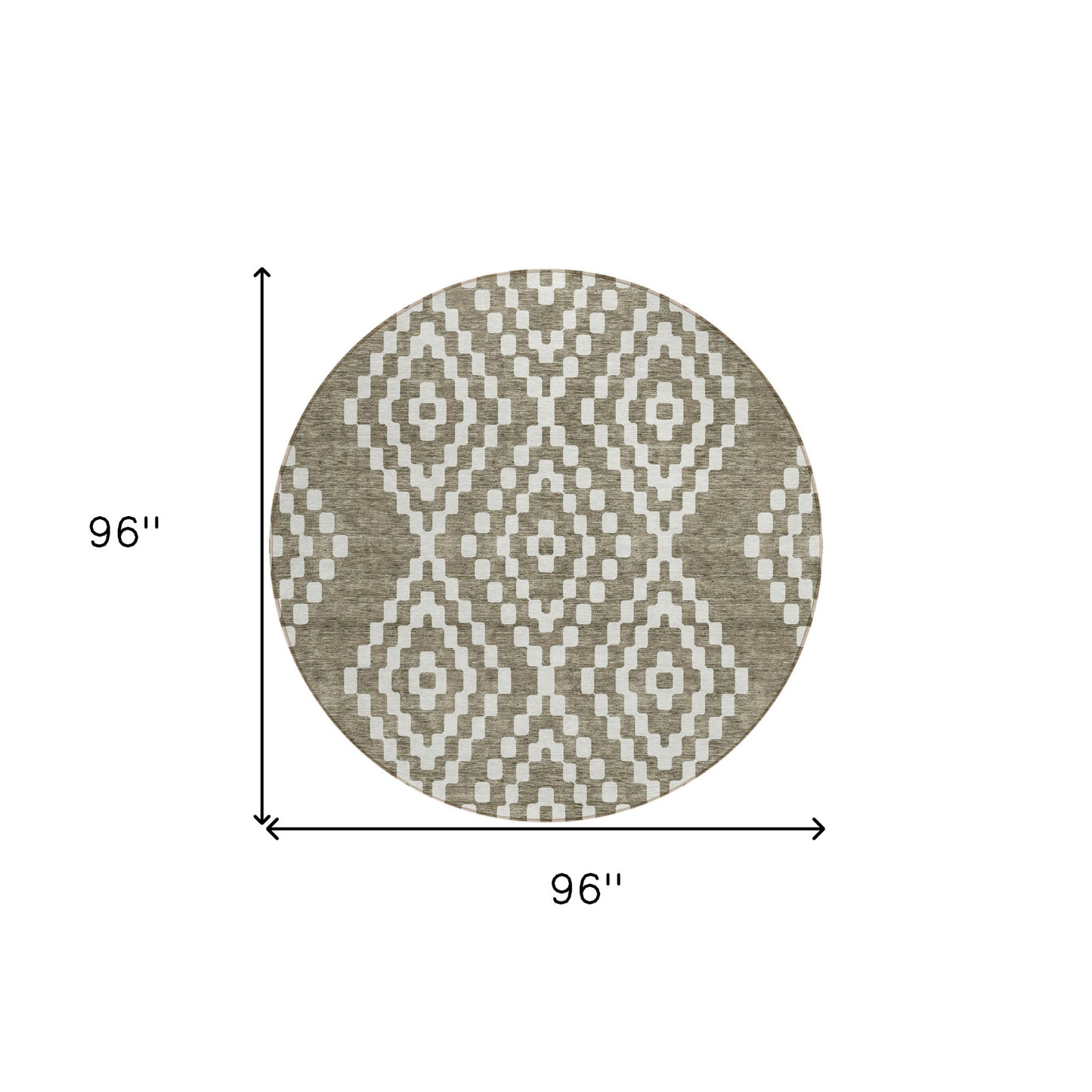 Tabselect Home Line 8' Taupe And Ivory Round Geometric Washable Indoor Outdoor Area Rug