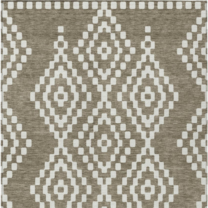 Tabselect Home Line 8' X 10' Taupe And Ivory Geometric Washable Indoor Outdoor Area Rug