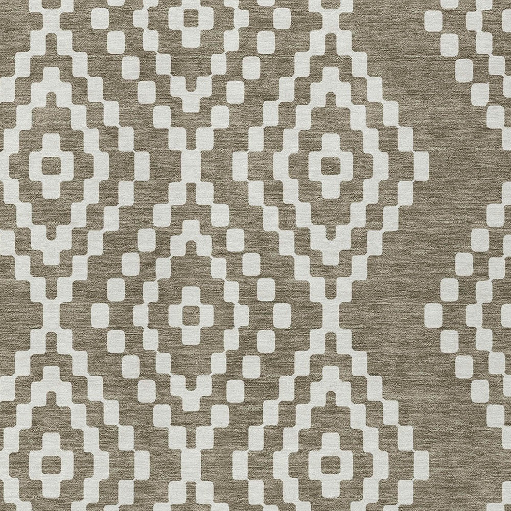 Tabselect Home Line 8' X 10' Taupe And Ivory Geometric Washable Indoor Outdoor Area Rug
