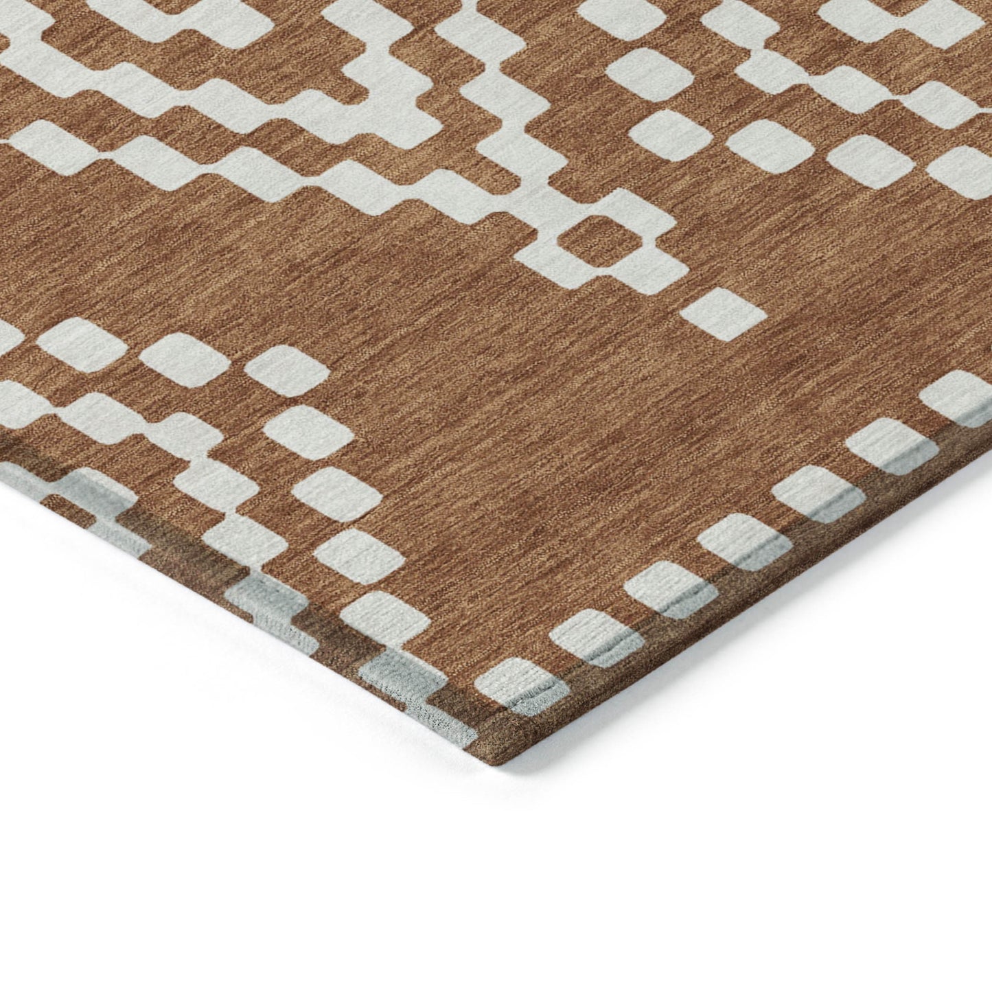 Tabselect Home Line 5' X 8' Terra Cotta And Ivory Geometric Washable Indoor Outdoor Area Rug