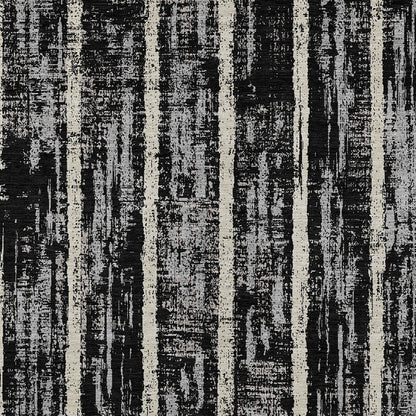 Tabselect Home Line 5' X 8' Black Gray And Ivory Striped Washable Indoor Outdoor Area Rug