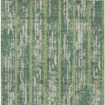 Tabselect Home Line 5' X 8' Green And Ivory Striped Washable Indoor Outdoor Area Rug