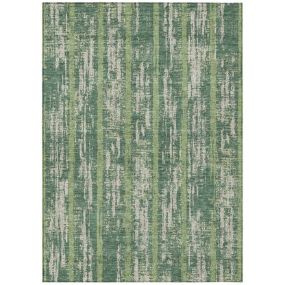 Tabselect Home Line 5' X 8' Green And Ivory Striped Washable Indoor Outdoor Area Rug