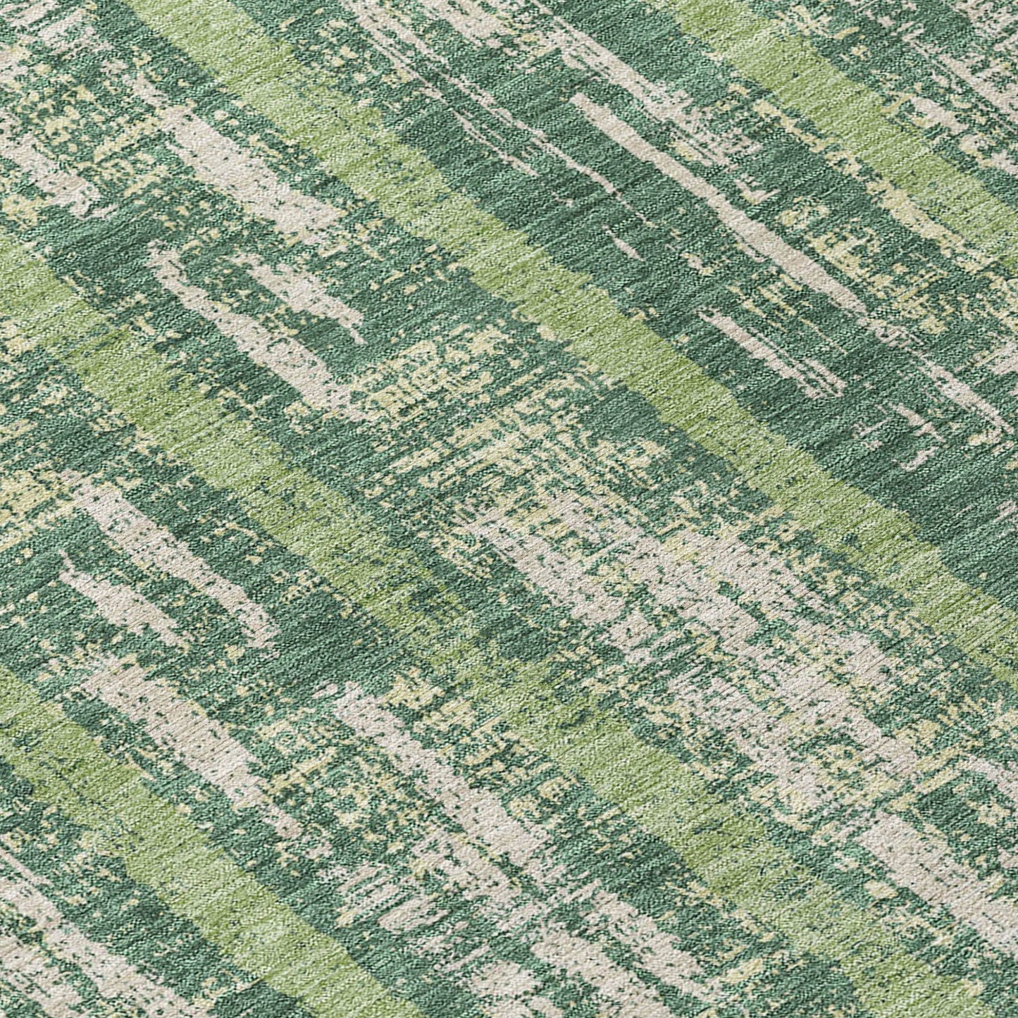 Tabselect Home Line 8' Green And Ivory Round Striped Washable Indoor Outdoor Area Rug