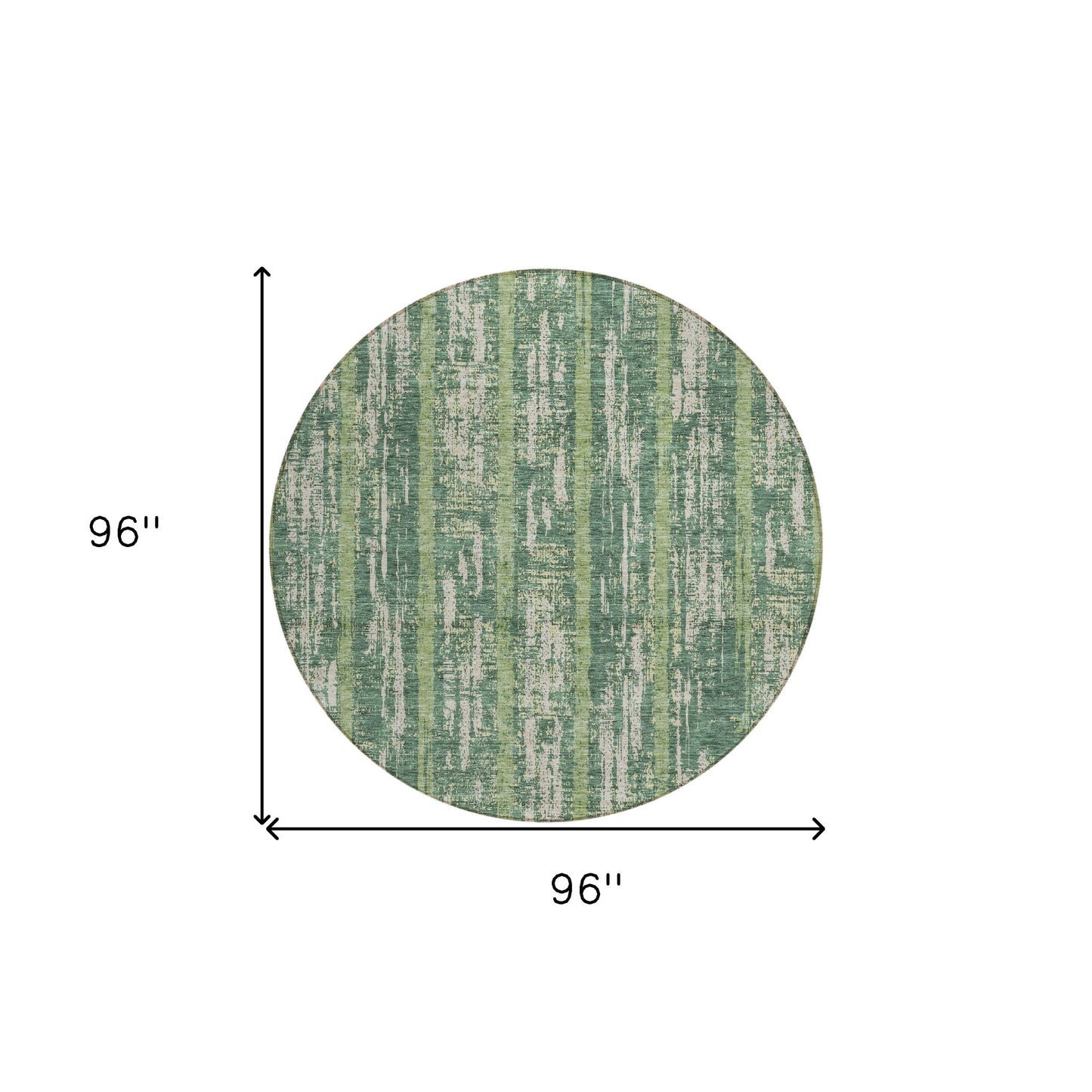 Tabselect Home Line 8' Green And Ivory Round Striped Washable Indoor Outdoor Area Rug