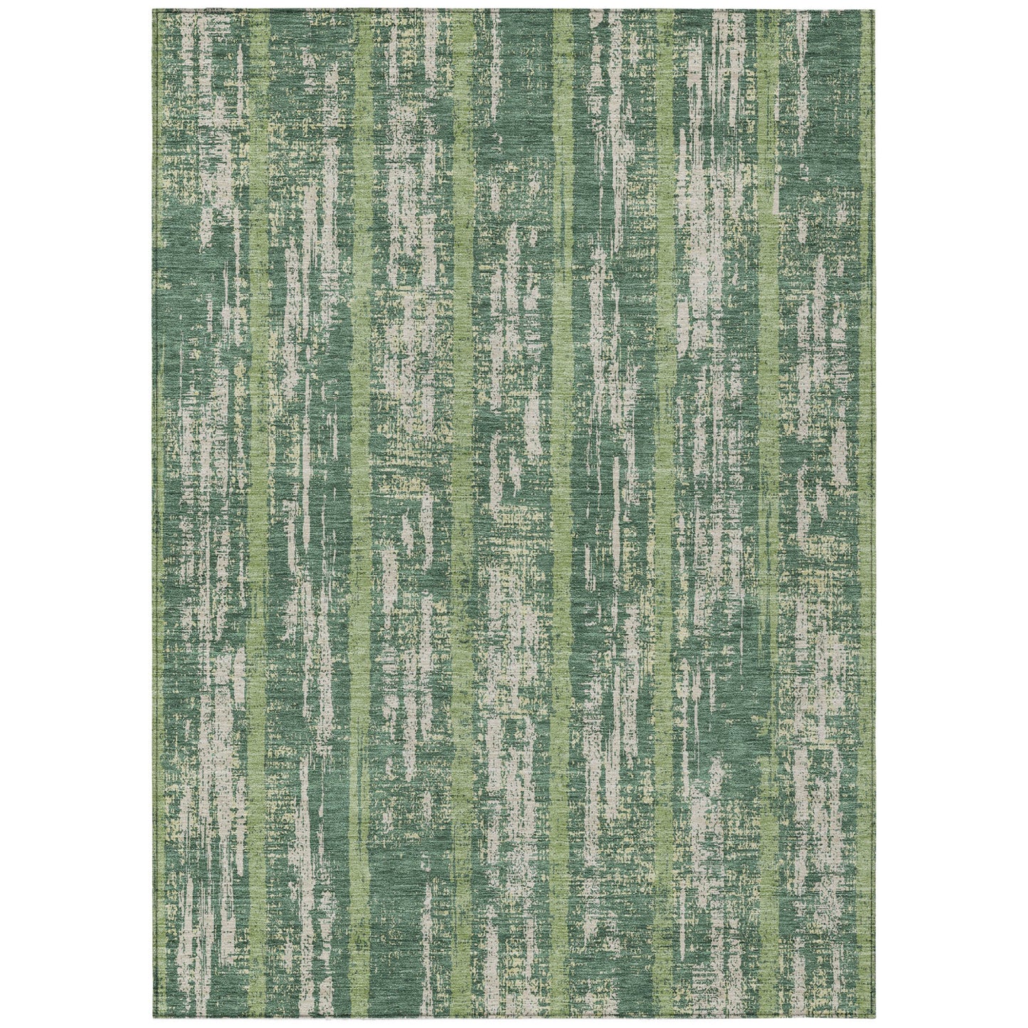 Tabselect Home Line 8' X 10' Green And Ivory Striped Washable Indoor Outdoor Area Rug