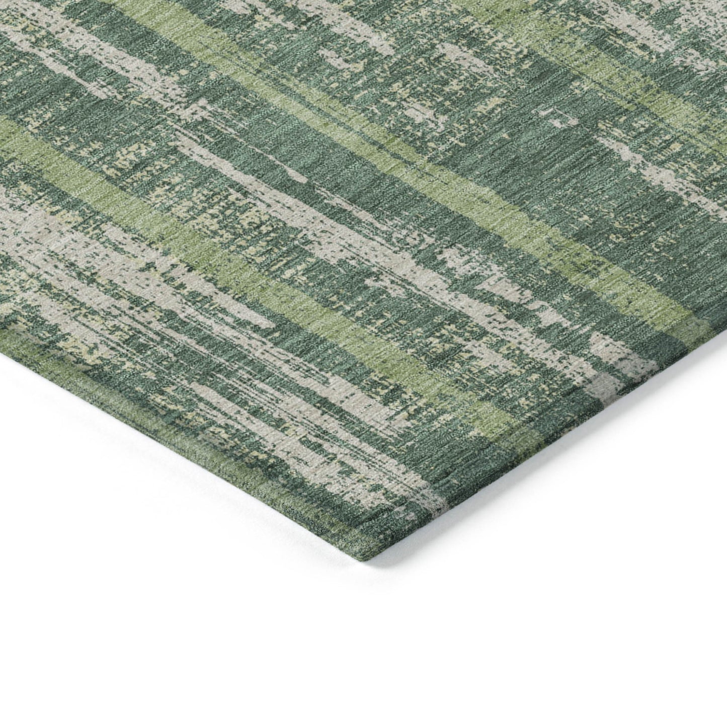 Tabselect Home Line 8' X 10' Green And Ivory Striped Washable Indoor Outdoor Area Rug