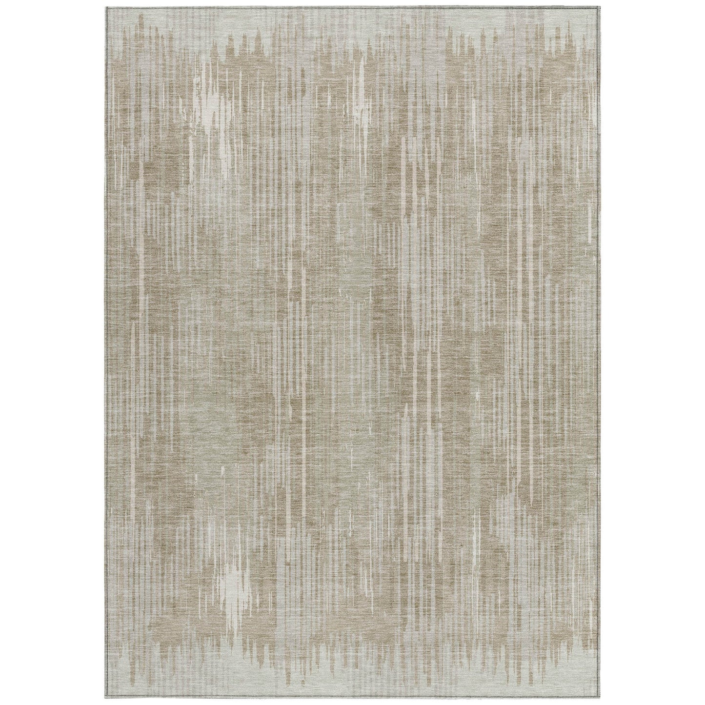 Tabselect Home Line 5' X 8' Beige And Ivory Striped Washable Indoor Outdoor Area Rug